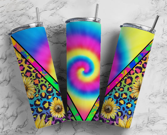 ye Die 20oz Sublimation Tumbler, Sunflower Leopard V Split Straight Skinny Tumbler