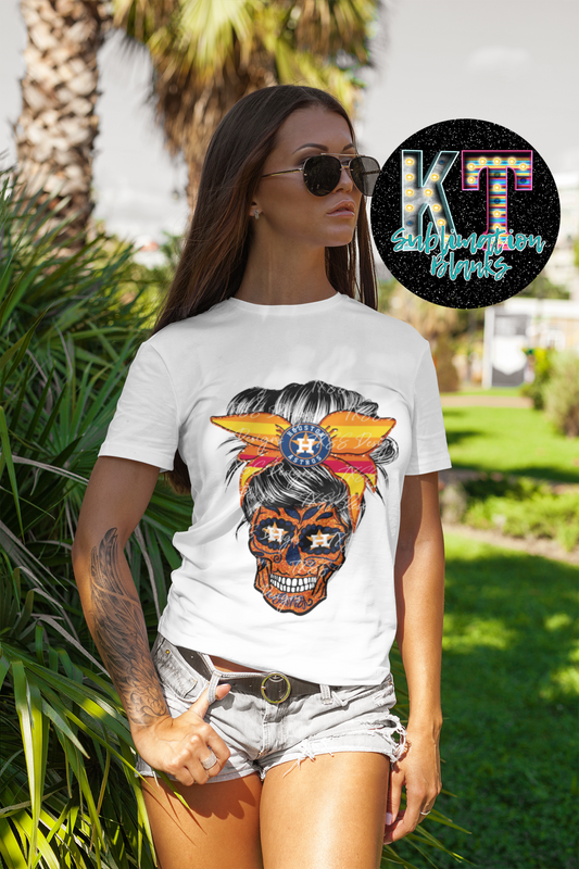 Women Skull Baseball Astros  Unisex T-shirt